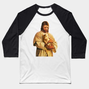 Christ and His Cat Baseball T-Shirt